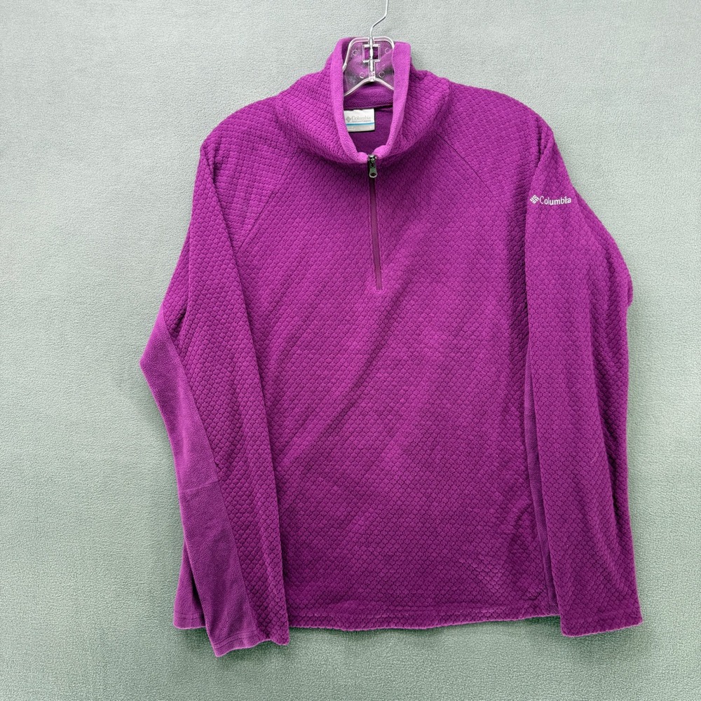 Columbia Purple Quilted Fleece 1/4 Zip Pullover‎ Sweatshirt Women's Size L